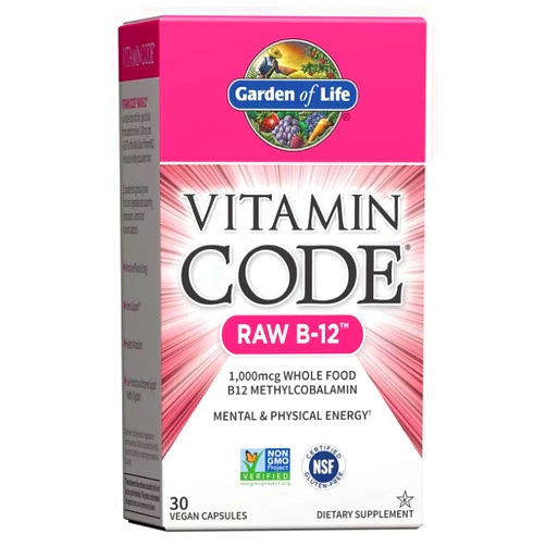Garden of Life B12 - Vitamin Code Raw B-12 - 30 Capsules, 1,000mcg Whole Food B12 Methylcobalamin for Energy, Vegan Methylcobalamin B12 Vitamin Plus Probiotics and Enzymes, Gluten Free Supplements