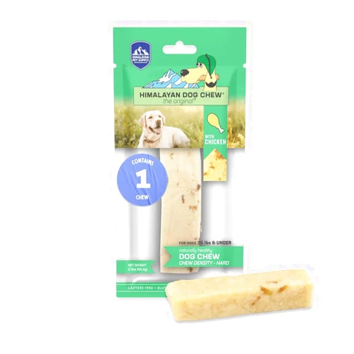Himalayan Dog Chew Premium Yak Cheese Himalayan Dog Chews, Chicken, 1 Medium Treat, 2.3 oz, Healthy Dog Treats for Medium Dogs, All Natural, Long Lasting Dog Chews for Dogs Under 35 lbs