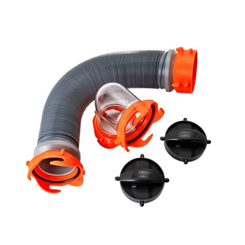 Camco 3-Foot Super Heavy-Duty Tote Tank Sewer Hose Kit | 18mil HTS Vinyl (39645), Black