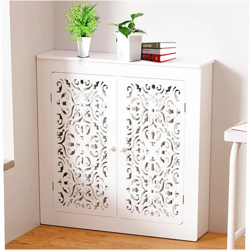 SUZEPER White Radiator Cover Cabinet Shelf - Modern Wood Heater Cover for Old Radiators, Decorative Organizer for Living Room, Bedroom, Bathroom