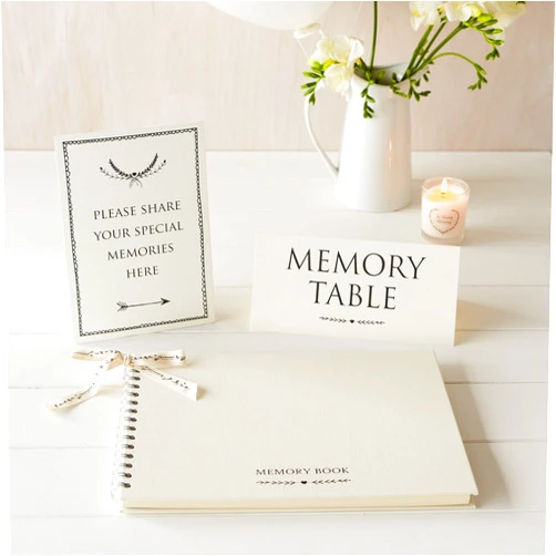 ANGEL & DOVE Luxury Funeral Memory Book & 2 Signs Set, Ivory, 12 x 8 - for Funeral, Memorial