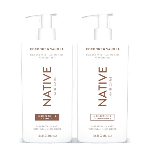 Generic Native Shampoo and Conditioner Coconut & Vanilla Twin Pack - Contain Naturally Derived Ingredients | All Hair Type Color & Treated From Fine to Dry Damaged, Sulfate & Dye Free - 16.5 FLOz - Pack Of 02