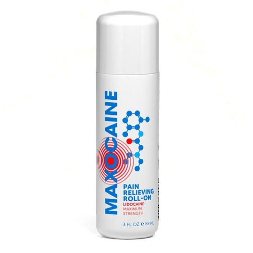 MAXOCAINE 4% Lidocaine Roll On Plus 1% Menthol. Max Strength Instant Pain Relief & Powerful Tattoo Numbing Liquid Cream. Topical Anesthetic Gel Numbs Away Arthritis, Muscle Sprain Joint & Back Pain