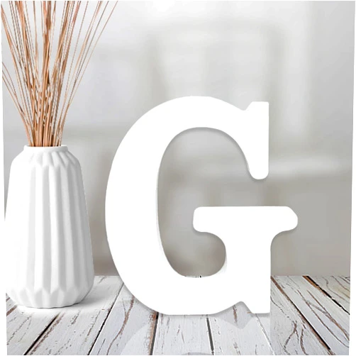 AOCEAN 4 Inch White Wood Letters Unfinished Wood Letters for Wall Decor Decorative Standing Letters Slices Sign Board Decoration for Craft Home Party Projects (G)