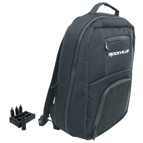 Audiosavings Bundle: (1) Chauvet D-Fi XLR Pack w/(3) Receivers+Charger Turns DMX Lights into Wireless DMX Bundle with (1) Rockville DJBP24 Rugged DJ Compact Backpack (2 Items)