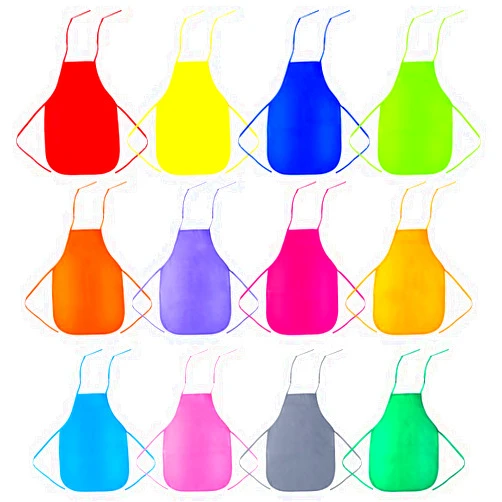 Caydo 12 Pieces 12 Colors Children's Artists Fabric Aprons for Kitchen, Classroom, Community Event, Crafts and Art Painting Activity