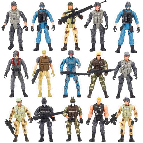Nasidear 14 Pack Army Men and SWAT Team Soldiers Action Figures,Soldiers Action Figures Playset with 14 Design Military Weapons Accessories, for Kids Child Boys Girls