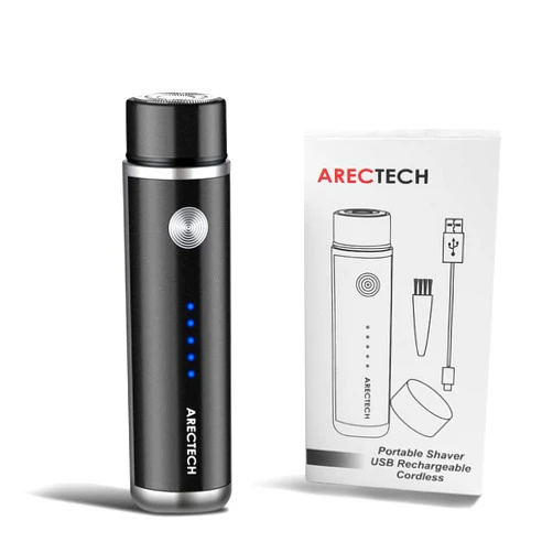 ARECTECH Electric Razor Mini Razor Pocket Razor for Men USB Rechargeable LED Battery Display Best for Travel Shaves Touch Up Shaves Cordless Black