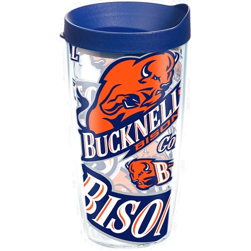 Tervis Bucknell University All Over Tumbler with Wrap and Navy Lid 16oz, Clear