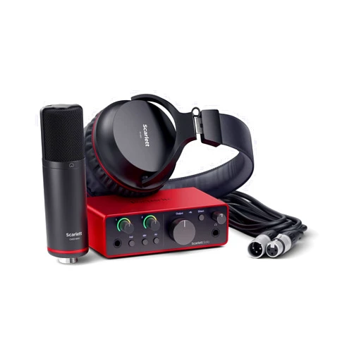 Focusrite Scarlett Solo Studio 4th Gen USB Audio Interface Bundle for the Songwriter, Guitarist or Vocalist with Condenser Microphone and Headphones for Recording, Songwriting, and Podcasting