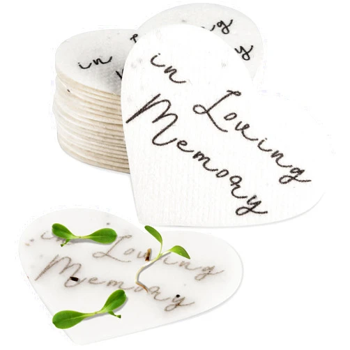 Ezoon Plantable Wildflower Seeds Paper Heart Shaped with in Loving Memory- 50 Recycled Sympathy Gifts for Loss of Father Mother Loved One- Funeral Memorial Seed Paper Packets for Guest(NO Cards Included)