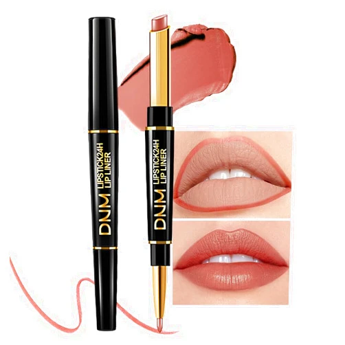 evpct 1Pcs Fairest Nude Velvet Matte Lip Liner and Lipstick Combo Set Kit for Women, DNM Magic 24 Hours Lipstick and Lip Liner Makeup Set Stain Long Lasting Waterproof labial, 47#