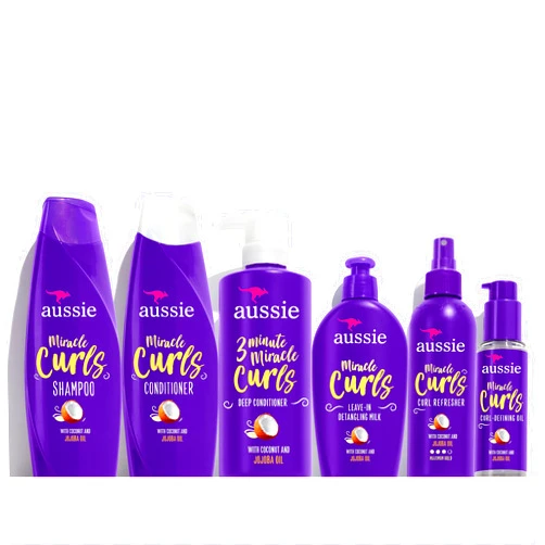 Aussie Miracle Curls Collection: Shampoo, Conditioner, Deep Conditioner, Spray Gel, Detangling Milk, and Oil Hair Treatment 6 Piece Set
