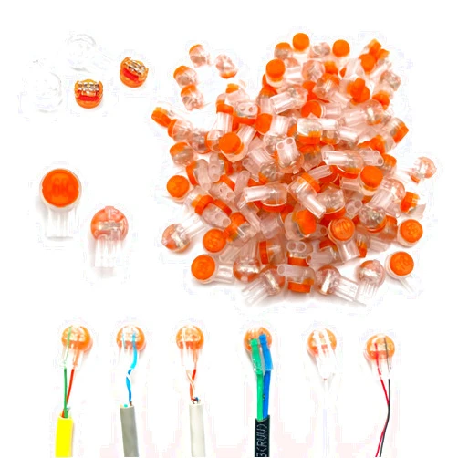 LIUJINCAN 200PCS UY2 K2 Gel-Filled Waterproof IDC Network Cable Telephone Wire Splice Connectors, Double-Blade Moisture Proof Butt for Weak Current Wire Connections