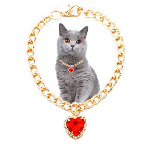 BBDDKEG Cat necklace choker with heart-shaped rhinestone pendant