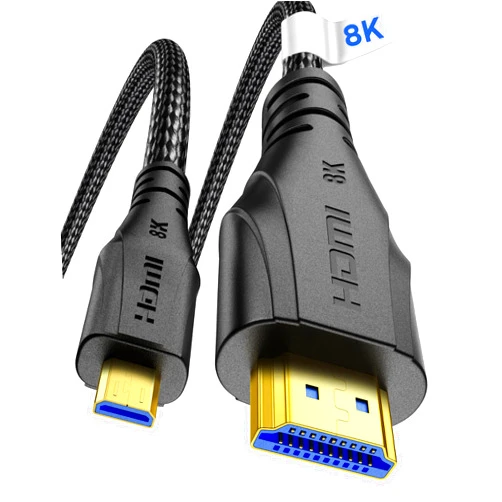 Cratree Micro HDMI to HDMI Cable 6.6FT,8K@60hz,4K@120hz,Ultra High Speed Hdmi to Micro HDMII Support HDR eARC Dolby Compatible with GoPro Hero 7 6 5 4,Raspberry Pi 4,Sony Camera,Nikon
