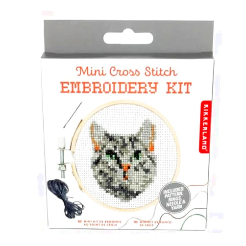 KIKKERLAND Mini Cross Stitch Cat Kit, 1 EA