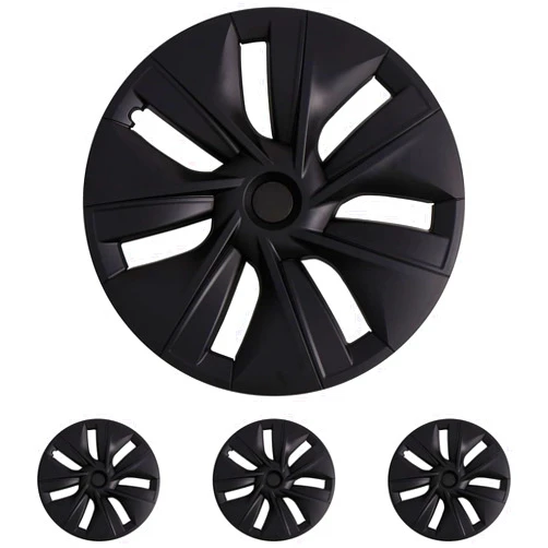 KAVANIC Wheel Covers fits for Tesla Model Y 19 Inch Matte Black Wheel Covers Support Logo Range Improvement (4 PCS) OEM Style for 2020-2023 Model Y Hubcaps Replacement
