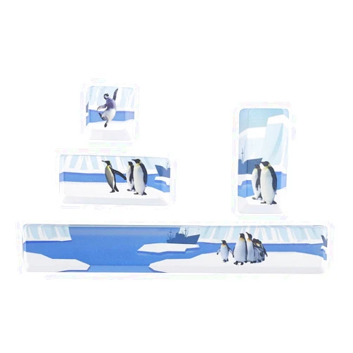 BAODEYOUB Penguins Pattern Keycaps Kit, Mechanical Keyboard Key Caps, PBT Material Space ESC Enter Numpad Enter Key Cap with 5 - Side Dye Sublimation for Custom Gaming Keyboard