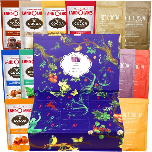 Eva's Gift Universe Assorted Hot Cocoa Advent Calendar Premium Box (12 Days Christmas Countdown), Christmas Gift Idea for Men, Women, Friends, Family, Coworkers