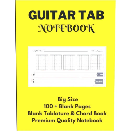 Notion Publishing Guitar Tab Notebook: Blank Tablature & Chord Book for Guitar Manuscript with Chord Boxes, 5 Line Staves & 6 Line Tabs on Big A4 Size 100 Premium High ... Standard Notebook for Guitarist & Songwriters