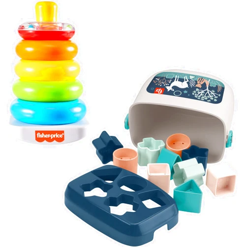 Mattel Fisher-Price Baby's First Blocks Navy Fawn and Rock-a-Stack Baby Toy