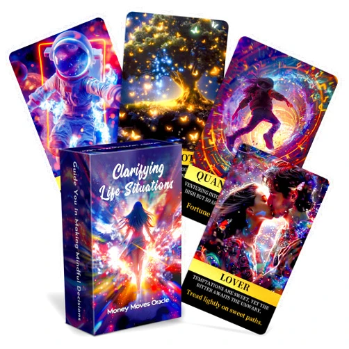 NOSAKUYA 70pcs Money Life Oracle Deck，Life Oracle Cards for Beginners, Spiritual Cards for Love and Career, Cover All Areas in Life, Love,Money