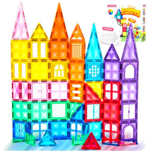 SYNCFUN 66PCS Magnetic Building Tiles, Toys for Toddler, 2D & 3D Magnet Tiles, Durable and Creative STEM Building Toys for Kids Aged 3-5 4-8, Educational Gift
