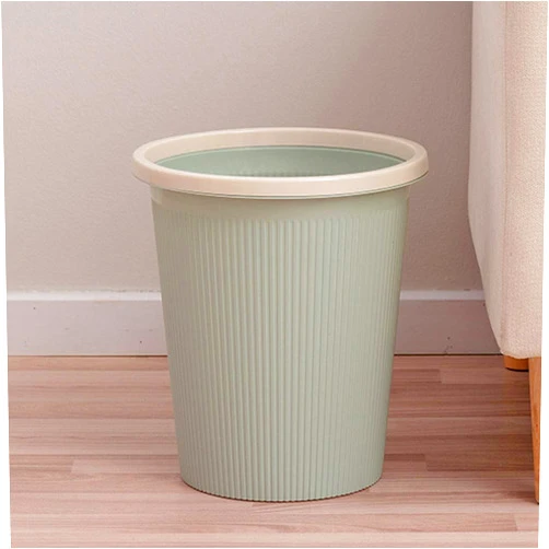 Zongshengshop Indoor Trash can Round Plastic Small Trash Can Vertical Stripes Wastebasket Garbage Container Bin for Bathrooms, Powder Rooms, Kitchens, Home Offices, Kids Rooms Trash Can