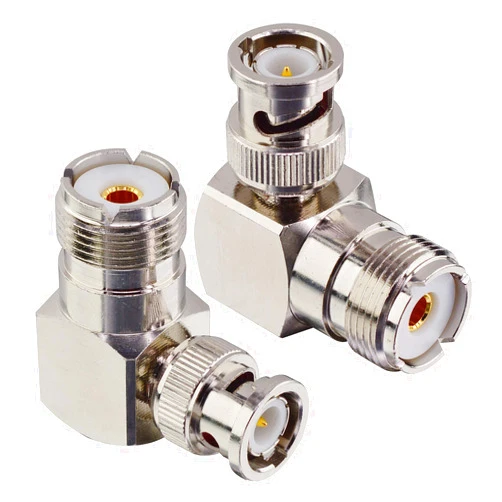 Boobrie L Shape UHF to BNC Connector BNC Male to UHF Female Connector BNC to UHF Right Angle Coax Adapter BNC Male to SO239 90 Degree Coax Cable Connector for CB Ham Radio/Antenna/Scanner (2-Pack)