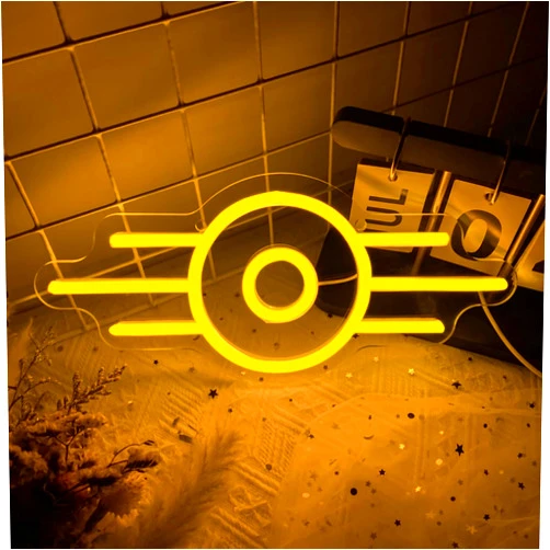 Foxiden Fallout Vault Tec Neon Signs for Wall Decor,Dimmable Gamer Neon Sign,Usb Powered Gaming LED Neon Light for Man Cave Game Room Bedroom Birthday Gifts for Boys Kids(12.2 * 5.5in)