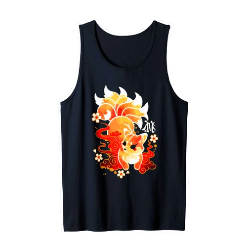 Kitsune Fox Art Kitsune Fox Animal Cute Japanese Anime Kawaii Fox Tank Top