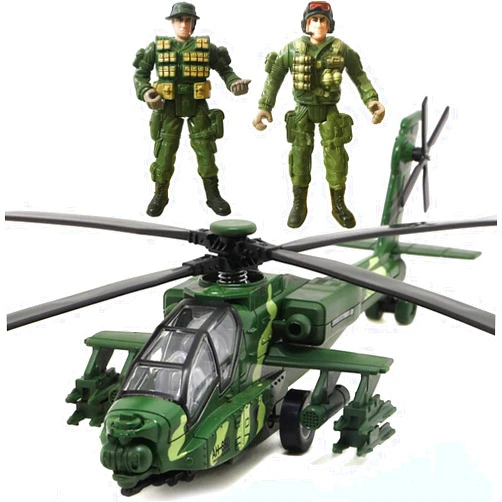OTONOPI Military Helicopter Pull Back Army Airplane Toys with Lights and Sounds Diecast Air Force Model Plane Birthday Xmas Gifts for Boys and Girls, Bonus with 2 of Army Men Action Figures