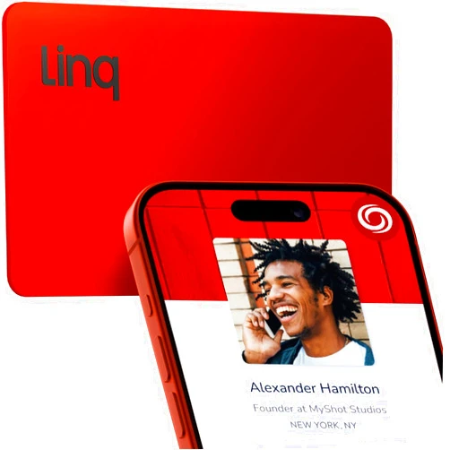 Linq Digital Business Card - Smart NFC Contact and Networking Card (Red, Black Text)