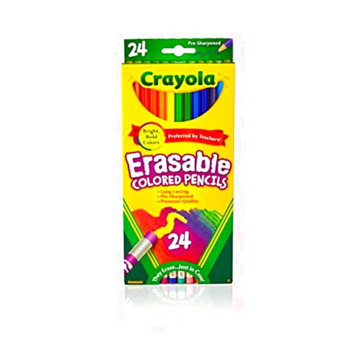 Crayola Erasable Colored Pencils (24ct), Kids Coloring Pencils for Coloring Books, Assorted Colors, Arts & Crafts Supplies, Gifts, Ages 6+