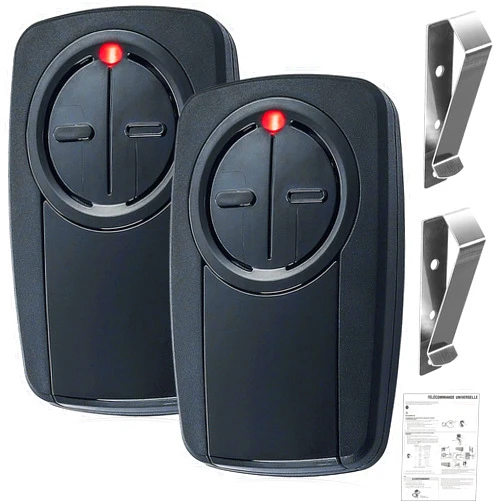 XINAXDE KLIK5U-BK2 KLIK3U-BK Clicker - Universal 2 Button Garage Door Opener Remote for Chamberlain LiftMaster Genie, etc. Fit for Yellow Orange Red Purple Green Learn Button or DIP Switch.