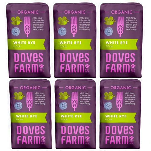 DOVES FARM est 1978 Doves Farm Organic White Rye Flour | Pack Of 6 | 1Kg | Premium Quality, Stoneground Flour for Nutritious and Flavorful Baking | Ideal for Traditional Bread Recipes and Gluten-Free Alternatives