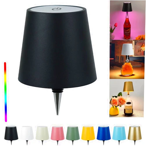 TiGilt Pridola Wireless Bottle Lamp Shade - LED Rechargeable 3 Color Stepless Dimming - Touch Liquor Bottle Lamp Kit - Outdoor Table Lamp - Bar Lamp - Wine Bottle Lamp(1Pcs-Black)