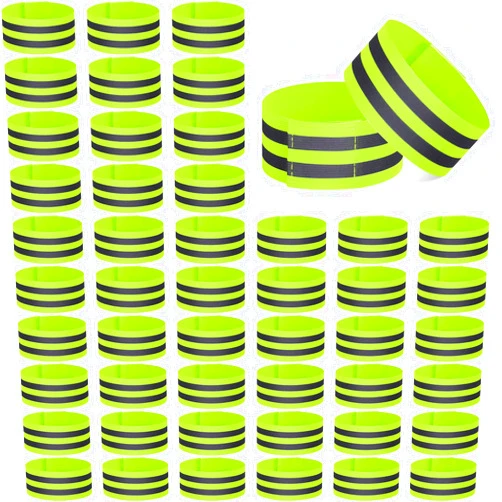 Zubebe 48 Pieces Reflective Bands Reflector Bands for Wrist, Arm, Ankle, Leg, High Visibility Reflective Gear Safety Reflector Tape Straps for Night Walking, Cycling and Running