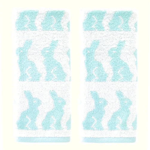 SKL Home Easter Bunny Hand Towel 2pc Set for Bath/Kitchen/Bar & Gift, Aqua