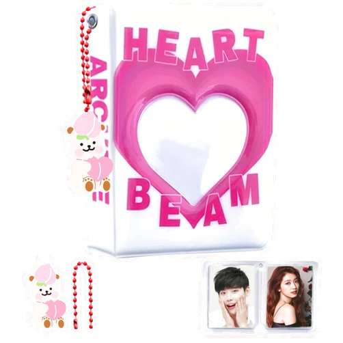 KeCool Kpop Photocard Binder, 3 Inch Mini Album with Love Heart Design, 20 Pockets, Lightweight and Portable
