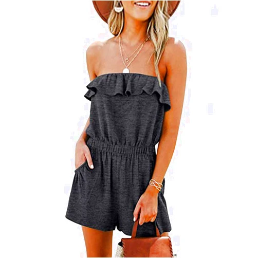 Sumtory Women's Strapless Printed Short Rompers Beachwear One Piece jumpsuit