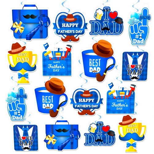 WISHTA Father's Day Hanging Decoration 32PCS, Happy Fathers Day Decoration Hanging Swirls for Party Home Ceiling for Father's Day Party Supplies Father Birthday Party Decor | Easy to Assemble |