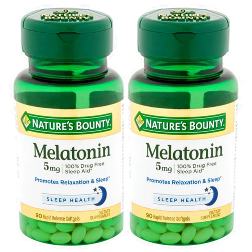 Nature's Bounty Melatonin 5 mg Dietary Supplement Softgels, Twin Pack 60 ea