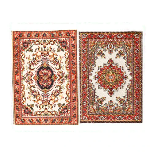 iLAND Miniature Dollhouse Accessories of Carpet for Dollhouse Furniture on 1/12 Scale and 3” - 12” Dolls, Woven Dollhouse Rugs 6” x 3.8” (2pcs Fragrance)