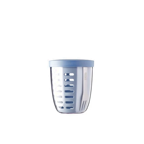 Mepal – Fruit & Veggie Pot Ellipse – Fruit Container – Ideal For Fruit and Vegetables On The Go – Fruit Box With Fork & Colander – 600 ml – Nordic Blue