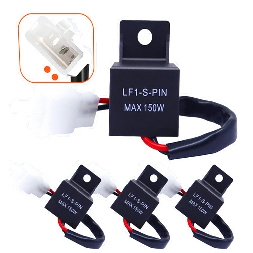 MQparts 4 PCS 2-Pin 12V Electronic LED Flasher Relay LF1-S-PIN MAX 150W - Rate Control Flasher Relay for Motorcycle Fixes Turn Signal Bulbs Hyper Flash - Premium Part by MQparts