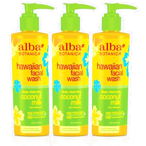 Alba Botanica Hawaiian Coconut Milk Face Wash, 8 Ounce - 3 per case.