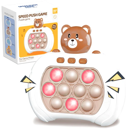 Azyh Quick Push Game Fidget Toys Pro for Kids Adults, Handheld Game Fast Puzzle Game Machine, Push Bubble Stress Toy, Relief Party Favors, Birthday Gifts for Kids 8-12 Years Old (Bear)