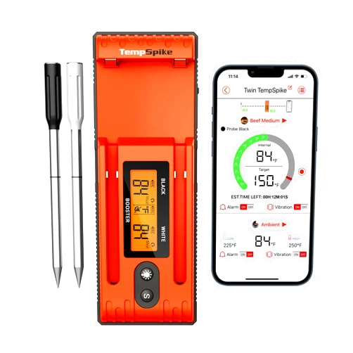 ThermoPro Twin TempSpike Wireless Meat Thermometer with 2 Meat Probes, 500FT Bluetooth Meat Thermometer with LCD-Enhanced Booster for Turkey Beef Rotisserie BBQ Grill Oven Smoker Thermometer